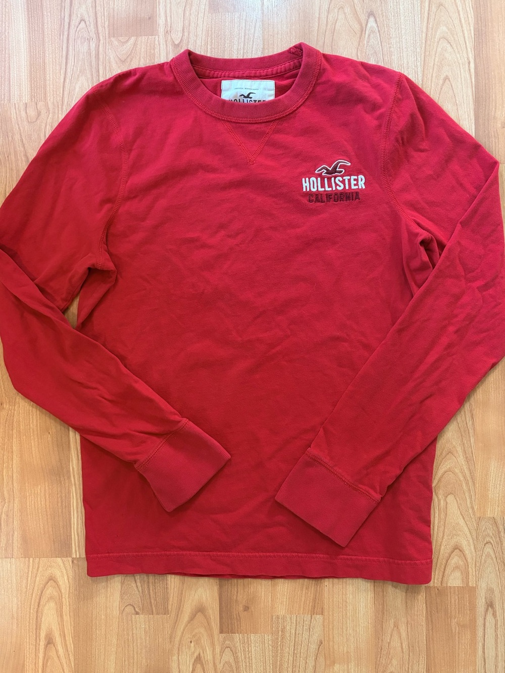 Vintage Y2K Hollister Red Long Sleeve with Logo XL